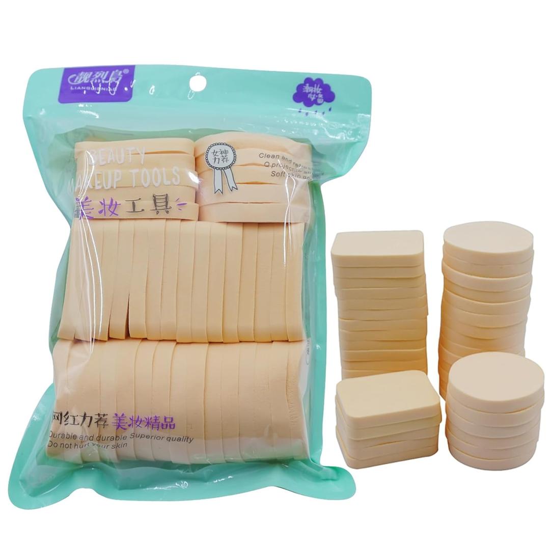 40 PCS Makeup Blenders Sponges Set, Use for Dry and Wet, Perfect for Full Face Curve Blending, Cream, Liquid, Powder Foundation Cosmetics, Latex Free & Soft & Flexible, Round