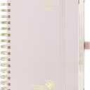 POPRUN 2026-2027 Daily Planner One Page Per Day, 5.75" x 8.5", Academic Daily Calendar Book with July 2026 to June 2027, Hardcover Appointment Book with Hourly Time Slots, Spiral Bound, Monthly Tabs - Light Pink