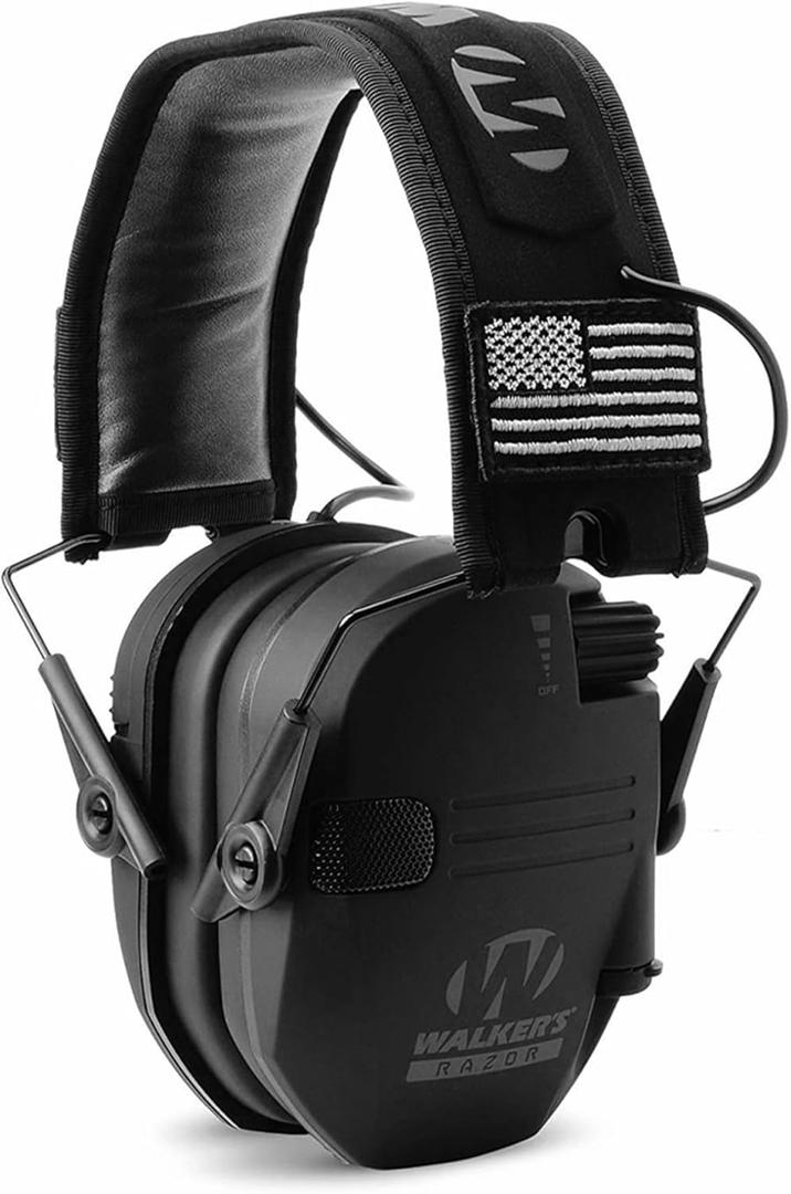 Walker's Razor Slim Ultra Low Profile Compact Design Adjustable Range Shooting Hunting Hearing Protection Electronic Earmuffs Black
