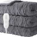 Heated Blanket-Electric Blanket, 50"x60" Soft Heated Throw Blanket with 5 Heating Levels & 3 Hours auto-Off, Over-Heat Protection Fast-Heating, Machine Washable,Grey）