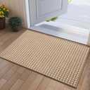 Front Door Mat 24''x35'', Absorbent Dirt Resist Washable Non Slip Low-Profile Indoor Doormat, Easy Clean Entryway Welcome Door Mats, Brown