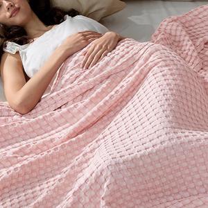 Bedsure Cooling Cotton Waffle Queen Size Blanket - Lightweight Breathable Blanket of Rayon Derived from Bamboo for Hot Sleepers,Spring Pink, 90x90 Inches