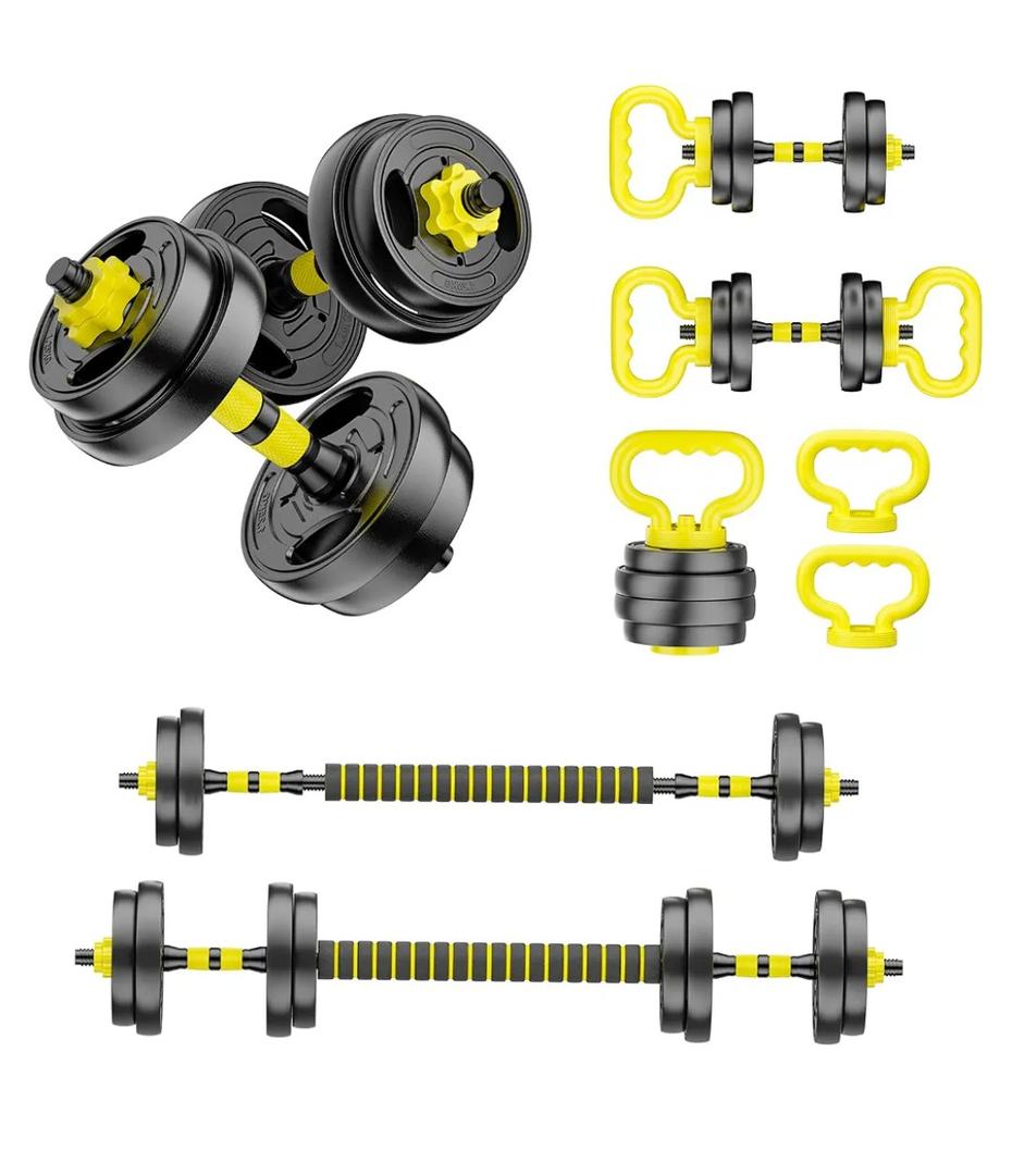 Adjustable Dumbbell Set, 20 lbs Free Weights with Connector – 4 in 1 Dumbbells, Barbell, Kettlebell & Push Up Stand, Adjustable Weights Set for Home Gym Fitness Equipment for Men & Women