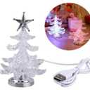 Angoily 3pcs Led Night Light Christmas Tree Acrylic Desk Tree Lamp RGB Home Decorative Night Lamp for Boys and Girls Bedroom Office
