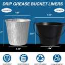 12 Pack Grease Bucket Liner and 1 Pack Black Bucket Griddle Accessories, Grease Catcher Cup Liner for Traeger Traeger Pro Series, Pit Boss, Pellets Smoke, Grill Accessories Drip Tray Liner