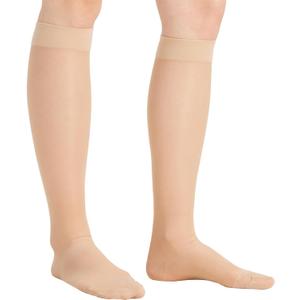 Sheer Compression Stockings for Women - Knee High 15-20 mmHg Support Hose Compression Socks for Improving Circulation, Leg Fatigue and Swelling, Nude, Small