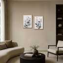 2 Piece Framed Botanical Wall Art, Neutral Floral Canvas Prints 16x24in