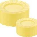 60Pcs Yellow Plates, Heavy Duty Ware Yellow Plastic Plates Disposable, Fancy 30 Dinner & 30 Dessert Plates for Spring Easter Party Wedding(30Guests)