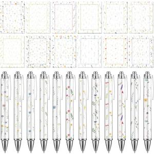 Glenmal 24 Pcs Wildflower Sticky Notes with Pens Floral Theme Teacher Gifts for Women to Do List Memo Pads Self Adhesive Notepads Black Ink Ballpoint Pen for Spring Birthday Party Favors(Vivid), 3.9 X 3 Inches
