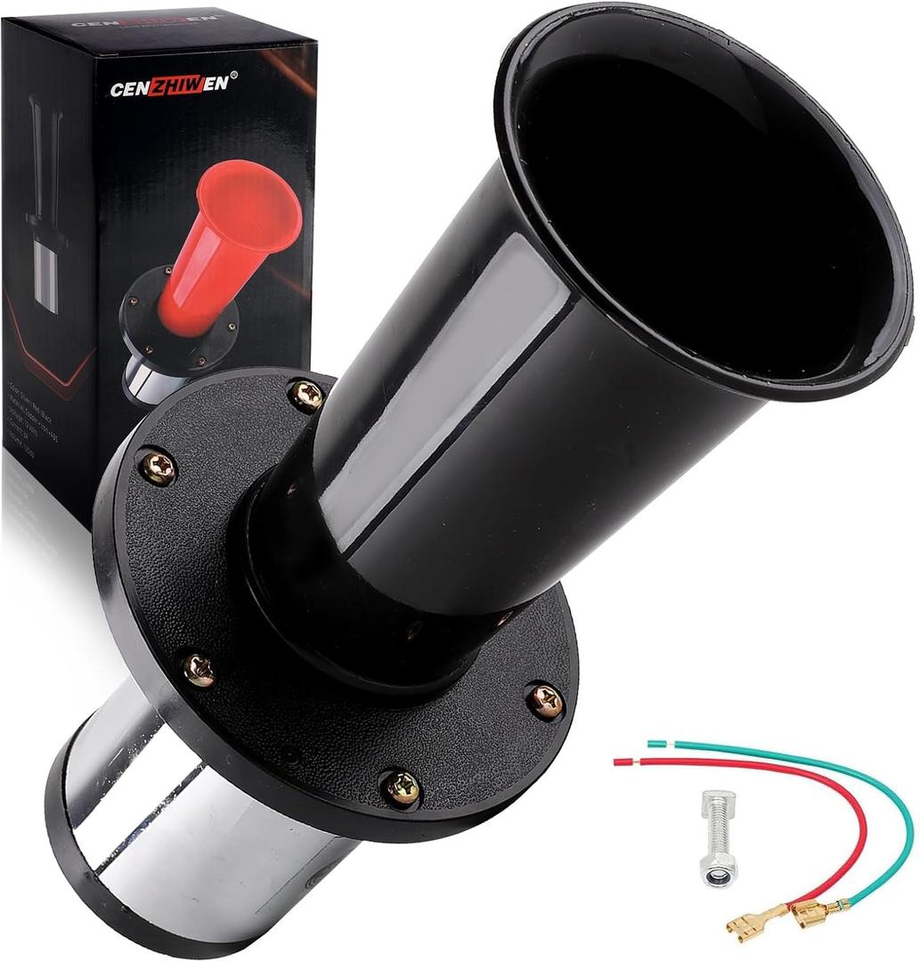OOGA Air Horn 12V 110dB Aooga Ahooga Horn Complete Kit - Antique Classic Vintage Old Car Sound for Hot Rod, Model T, Golf Cart with Wire (1920s Air Horn)black
