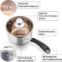 P&P CHEF 1 Quart Saucepan Small Pot, Stainless Steel Saucepan with Lid, Small Sauce Pan for Home Kitchen Restaurant Cooking, Visible Glass lid & Bakelite Heat-Proof Handles,Dishwasher Safe, 1 Pc