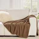 Light Brown Throw Blanket, Knit Throw Blanket for Couch, Soft Cozy Warm Lightweight Reversible Decorative Moss Stitch Cable Knitted Blankets for Bed, 60x80 Inches, Camel Brown