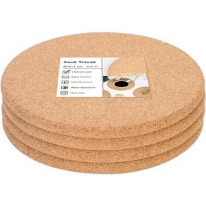 Cork Trivet, 4 Pack High Density Thick Cork Trivets for Hot Dishes, 8 Inch Heat Resistant Large Coaster for Kitchen, Hot Pads for Table & Countertop