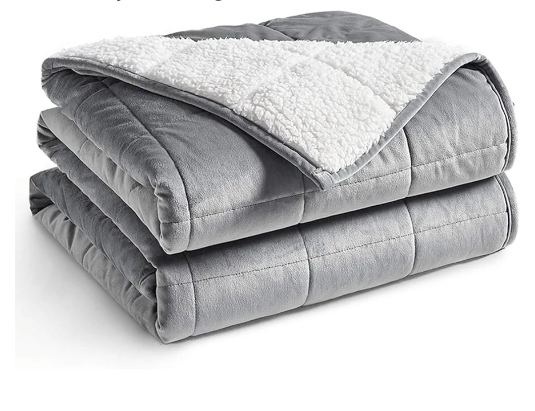 YnM Sherpa Weighted Blanket (Light Grey, 50''x60'' 10lbs) Ultra Fuzzy & Cosy Sherpa Weighted Blanket Throw, Cosy & Relaxing Blanket, Home Decor Piece …