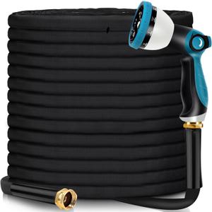 Garden Hose 50 FT - Water Hose 50 FT with 10 Function Nozzles, Non-Expandable, Kink-Free, Durable, Flexible, High-Pressure, Lightweight Garden Hose for Garden, Outdoor, Yard, Lawn, Car Wash