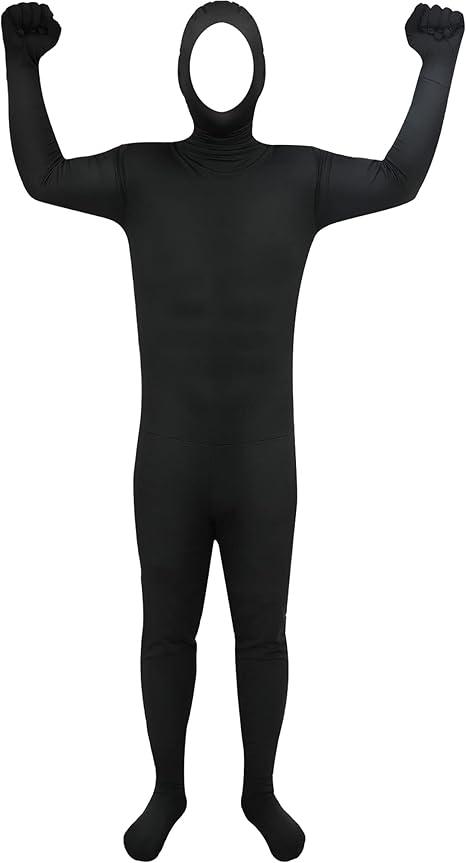 Halloween Open Face Full Bodysuit Spandex Open Face Cosplay Costume Stretchy Zentai Body Suit Unisex Full Body Unitard, Size: Large
