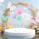 Cinnvoice 8 Pcs Giant Butterfly Flower Decorations 20 Inch 12 Inch 3D Large Silk Butterfly Artificial Flower Wall Decorations for Wedding Backdrop Bridal Shower Birthday Party Bedroom Decor (Pastel)