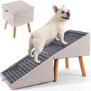 Dog Ramp for Couch and Bed,17.13" H Dog Stairs for Small Dogs and Cats, Foldable 2 in 1 Pet Steps for Medium Large Dogs and Puppy, Split Ottoman Design Pet RampApricot