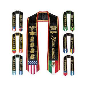 Fihevur Panama Graduation Stole Class of 2026 with Gold Glitter Trim, First Generation Sash for Unisex Adult 75" Long
