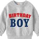 Tkria Birthday Boy Shirt for Toddler Boys Outfit Graphic Tee Kids Gift Short Sleeves T-Shirt, 6 Years (Grey2-long Sleeve)