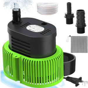 Pool Cover Pump above Ground - Submersible Water Sump Pump Swimming Water Removal Pumps, with Drainage Hose & 25 Feet Extra Long Power Cord, 850 GPH inGround, 3 Adapters, Green 