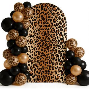 Leopard Arch Backdrop Cover Spandex Wedding Birthday Party Arch Stand Covers Round Top Chiara Arch Backdrop Covers for Indoor Outdoor Decorations (Leopard, 6FT)