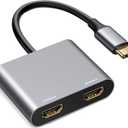 USB C to Dual HDMI Adapter 4K@60Hz, Type C to HDMI Splitter for Dual Monitors, USB C Hub Extend Display for MacBook Air/Pro, Laptops That Support DP ALT Mode