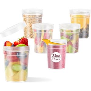 32oz-6 Pack Deli Container with Lids,Plastic Freezer Soup Storage Containers BPA Free,Leak Proof,Stackable, Microwave Dishwasher Safe