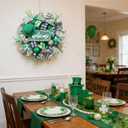 Idyllic 22 Inch St Patricks Day Wreath with Leprechaun Hat Shamrock Ribbons and Glitter Balls for Front Door Fireplace Indoor Outdoor Irish Party Decor