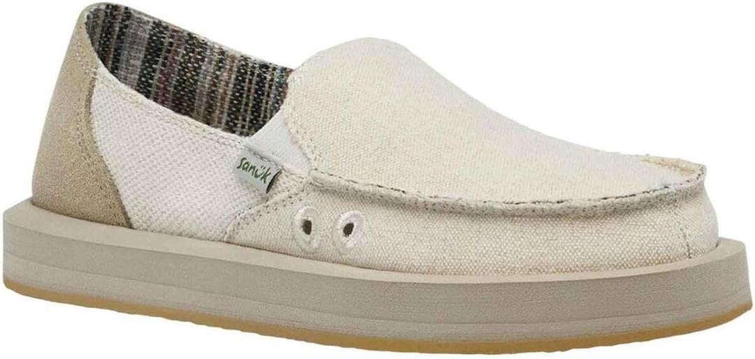 Sanuk Womens Hemp Loafers | Womens Shoes | Slip On Shoes for Women | Women's Slip-on Loafers | Memory Foam Footbed (8, Natural)