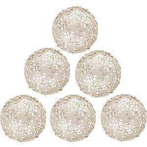 Christmas Ball 6 Pcs Glitter Foam Christmas Ornaments 3.9'' Eyelet Sequin Hanging Decorations Festive Tree Decor for Holiday Season Christmas Decorations (Champagne)