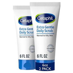 Cetaphil Exfoliating Face Wash, Extra Gentle Daily Face Scrub, Gently Exfoliates & Cleanses, For All Skin Types, NonIrritating & Hypoallergenic, Suitable For Sensitive Skin, 6 Fl Oz, Pack of 2