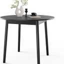 DELAVIN 31.5" Solid Wood Round Dining Table for 4, Mid Century Small Kitchen Table for 2-4, Modern Office Table for Living Room, Dining Room, Dinette, Easy Assembly, Space Saving, Black, 31.5"L x 31.5"W