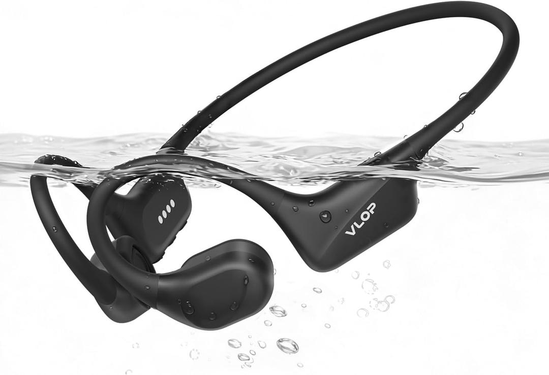 Bone Conduction Swimming Headphones - IP68 Waterproof, Open-Ear MP3 Headphones with 32GB Memory, Bluetooth 6.0 Wireless Sport Headset for Running & Cycling, 8H Playtime(Black, Standard)