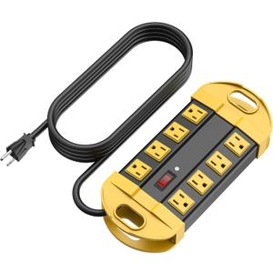 CCCEI Heavy Duty Power Strip Surge Protector, Metal 8 Outlets Power Strip for Appliance. Garage Shop Industrial Workbench 15 AMP Outlets Strip. 10FT Extension Cord. Set