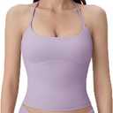 SUUKSESS Halter Tops for Women Tank Tops with Built in Bras Double Lined Backless Top Y2K Going Out Camisole M