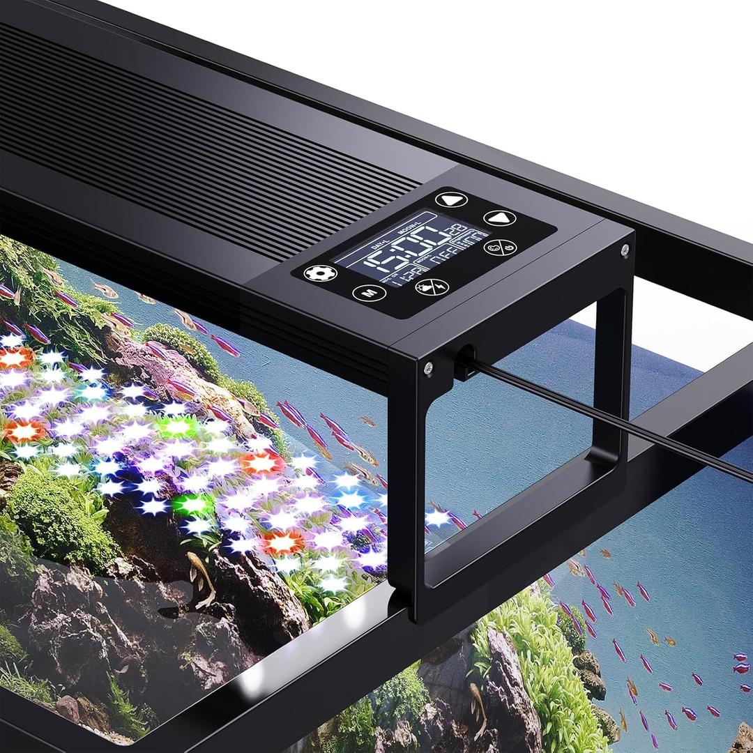 SEAOURA 24/7 LED Aquarium Light for 48-54 Inch Fish Tank, Fish Tank Light for Plants, Auto On Off with Timer, 9 Colors, Adjustable Brightness, Daylight & Moonlight, DIY and Nature Weather Mode