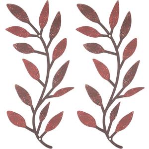 2 Pieces Colorful Metal Tree Leaf Wall Art Decor  Vintage Vine Olive Branch Design for Indoor and Outdoor Decoration  Perfect for Living Room, Bedroom, and Hallway (Color2) (15.75in)