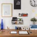 DEAYOU 2 Pack Small Metal Wire Basket, Wall Mounted Hanging Storage Bin with Wooden Base, Nesting Bathroom Organizer Tray for Toilet Paper, Napkin, Guest Towel, Kitchen, Pantry, 2 Size, 11" and 10"