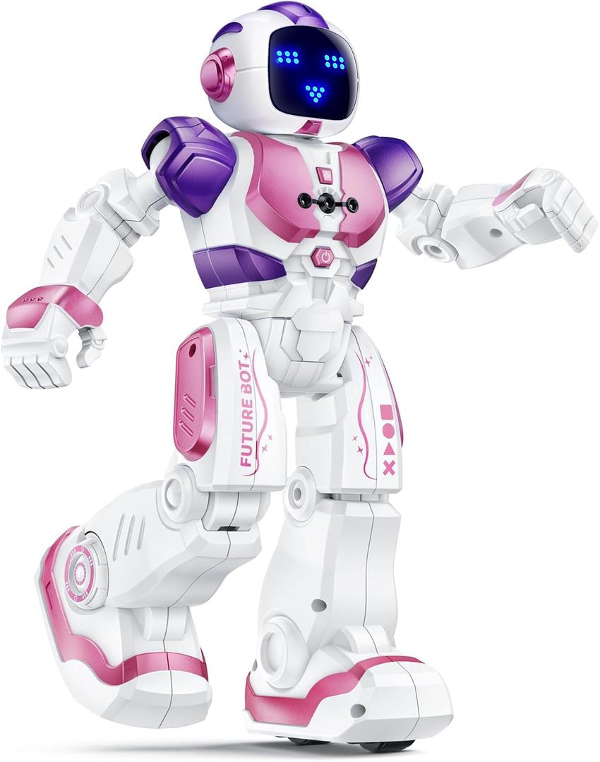 Ruko 6088 Dancing Robot for Girls with APP Control, Remote Control, Gesture Sensing Control, Interactive LED Faces, QA Games Rechargeable Programmable Robot Toys for 3 4 5 6 Years Kids, Pink Purple