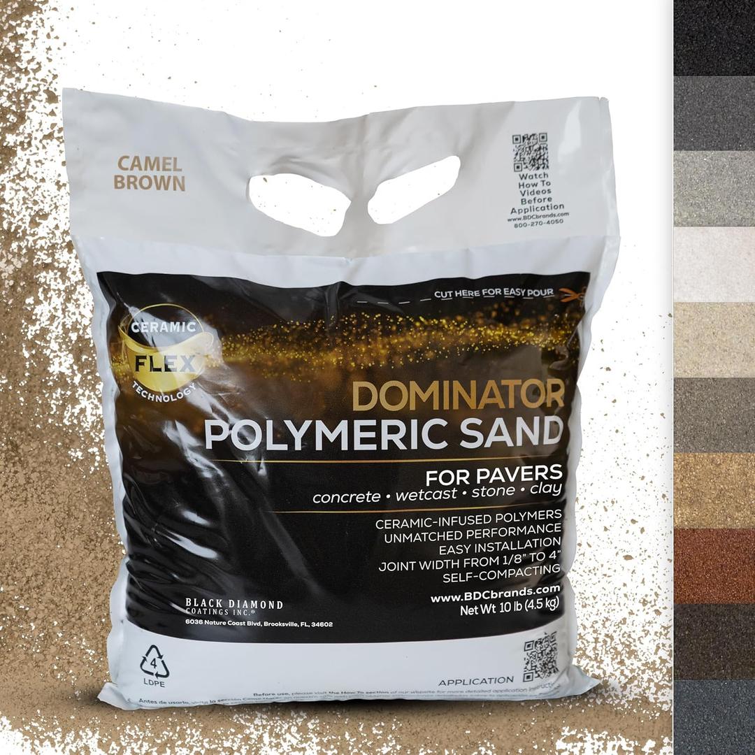 10 Pound Camel Brown DOMINATOR Polymeric Sand with Revolutionary Ceramic Flex Technology for Stabilizing Paver Joints/Gaps, 1/8 up to 4, Professional Grade Results Camel Brown