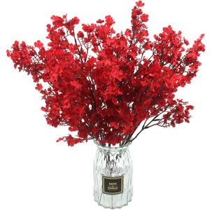 Hananona 10 Pcs Babys Breath Artificial Flowers Real Touch Fake Red Flowers Silk Plants for Christmas Home Decor Indoor Floral Arrangement Table Centerpieces Halloween Decor (Red, 10)