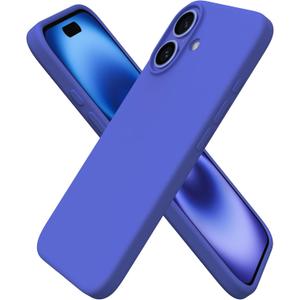ORNARTO Compatible with iPhone 16 Case 6.1", Slim Liquid Silicone 3 Layers Full Covered Soft Gel Rubber Shockproof Phone Case, Protective Cover with Anti-Scratch Microfiber Lining-Ultramarine