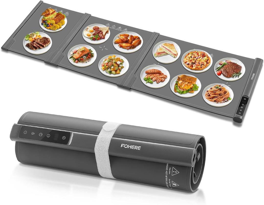 FOHERE Warming Mat for Food Extra Large, 55"x16" 550W Splicing Food Warmer Trays for Buffets Party, Fast Full-Surface Heating Portable Mats for Food with 7 Level Adjustable Temperature 4 Hours Timer