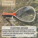 Fly Fishing Net Landing Trout Net Bass Soft Rubber Catch and Release Fish Net with Wooden Handle Frame Magnetic Fly Fishing Accessories Fly Fish Net