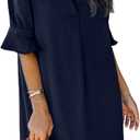 QACOHU Summer Dresses for Women V Neck Ruffle Short Sleeve Casual Shift Dress (Medium, Blue)