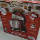 Hamilton Beach Classic Stand and Hand Mixer, 4 Quarts, 6 Speeds with QuickBurst, Bowl Rest, 290 Watts Peak Power, Black and Stainless