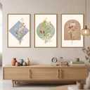 Boho Neutral Wildflower Framed Canvas Wall Art Set-16"x24"x3