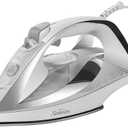 Sunbeam Turbo Steam Iron, 1700 Watt, Nonstick Ceramic Soleplate, Horizontal or Vertical Shot of Steam, Quick Heating, 3-Way Auto-Off, White and Chrome,9.3"L x 3.7"W