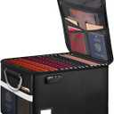 TOMKID Fireproof Document Box, Fireproof File Organizer Box with Lock, Portable File Folder Organizer with Handle for Hanging Letter/Legal Folder 16.1 x 12.9 x 11in